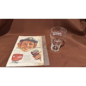 Vintage Coca Cola paper Adverting Excellent Condition with Coke Glass